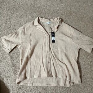 Fashion Nova Beige Gauze Shirt